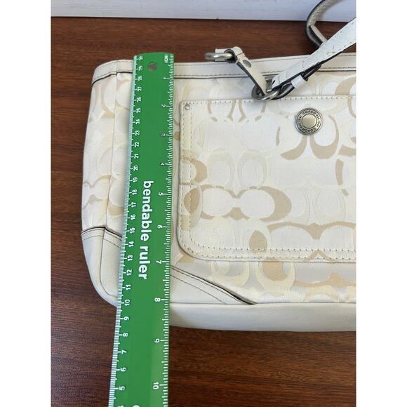 Rare Y2K Coach Signature Jacquard Suede Leather Tote Handbag Shoulder Bag 10146 - Picture 4 of 10